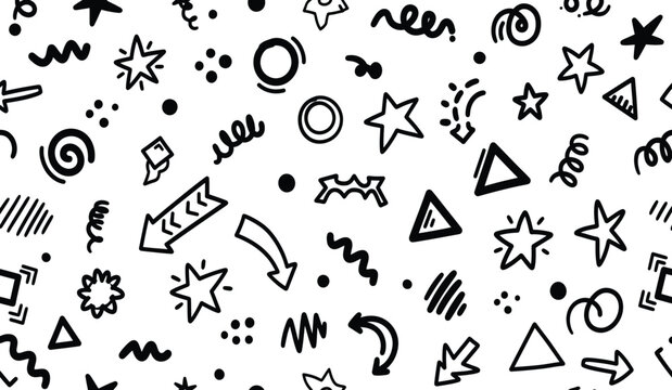 hand drawn seamless pattern of science and education doodles on white background