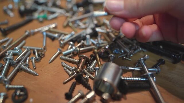 Hand Selecting Screws and Nails for DIY Project