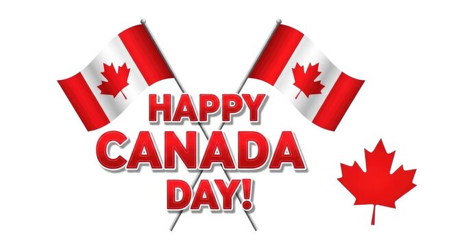 Happy canada day vibrant celebration with flags and maple leaves a patriotic display