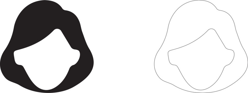 Woman's head with a long bob haircut. Vector template.