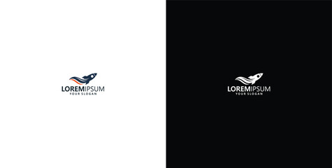vector logo design wave logo and rocket logo © micky_adb01