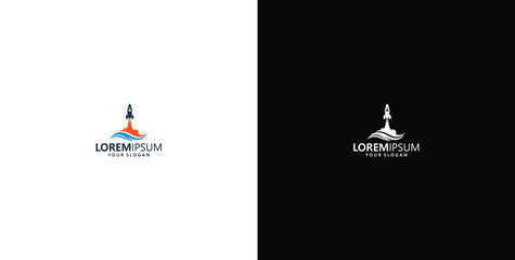 vector logo design wave logo and rocket logo © micky_adb01
