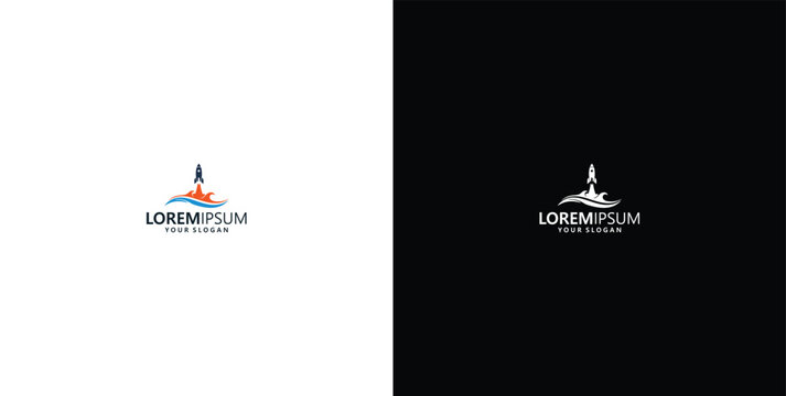 vector logo design wave logo and rocket logo