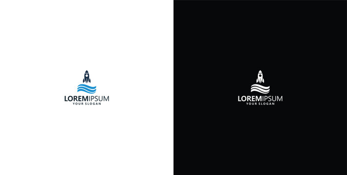 vector logo design wave logo and rocket logo