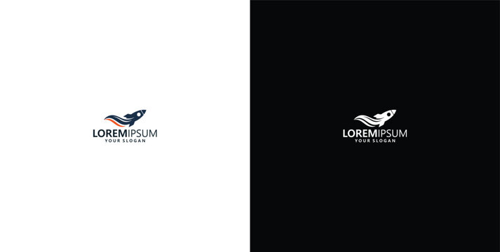 vector logo design wave logo and rocket logo