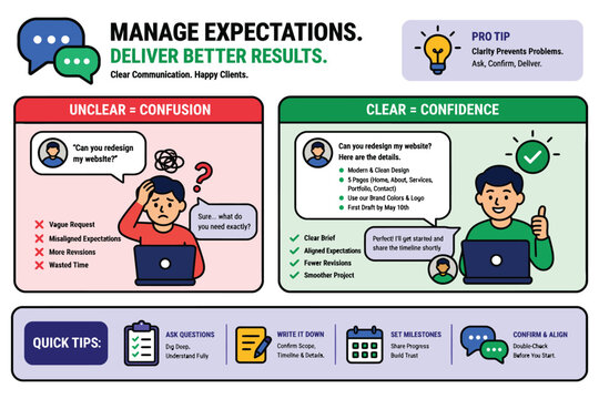 Effective communication strategies for managing client expectations and delivering results