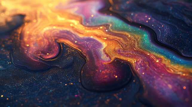 Oil Spill Abstract A close-up abstract macro shot of oil swirling on water white background