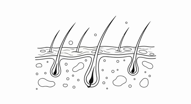 Cross-section of skin showing hair follicles and subcutaneous layer