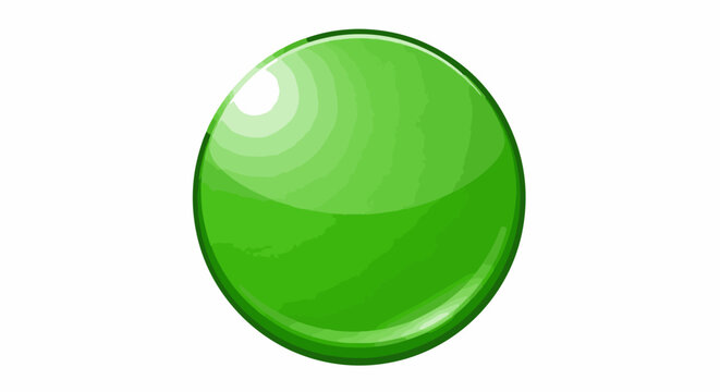 Shiny, glossy, green orb with highlights and shadows on white background