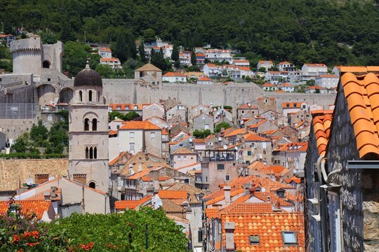 Dubrovnik city landmark, Croatia. Medieval City Walls.