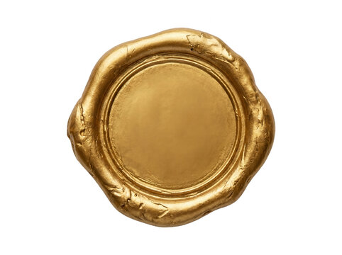 Gold wax seal blank on white background