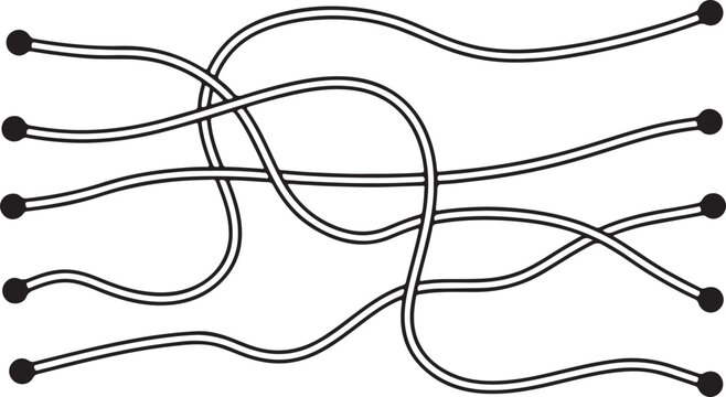 Abstract network connection lines with nodes and tangled paths