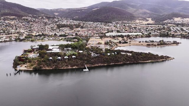 Blend in modern architecture of Mona on Derwent river shores in Hobart, Tasmania.