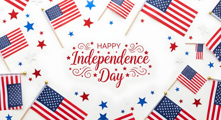 Fototapeta premium Festive independence day celebration with american flags and patriotic decorations