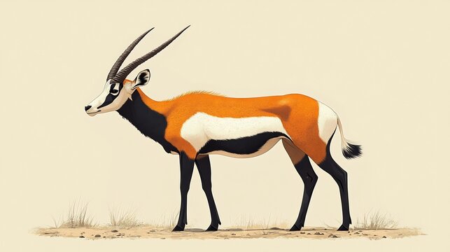 Orange Antelope Standing on Sandy Ground