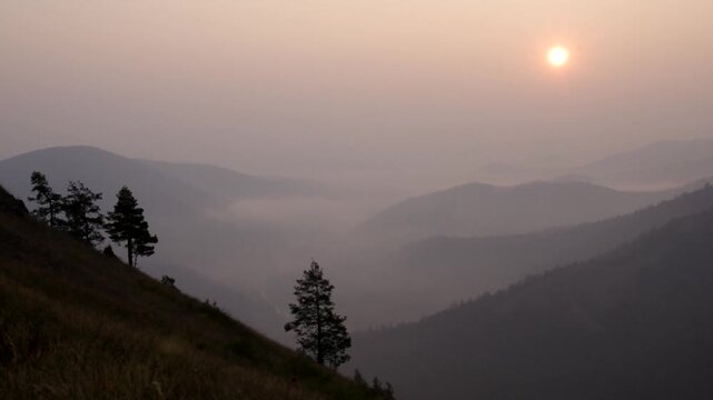 Southern Urals, Southern Kraka ridge in summer: sunrise in the mountains.
