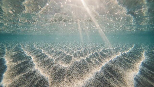 海底コースティック光 砂地に揺れる黄金の光の模様 マクロ映像