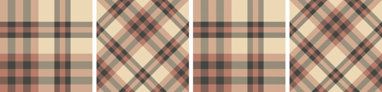 Burberry pattern set.tartan check fabric texture seamless pattern fashion design use for plaid fabric, flannel shirt, Background for garments textile. 