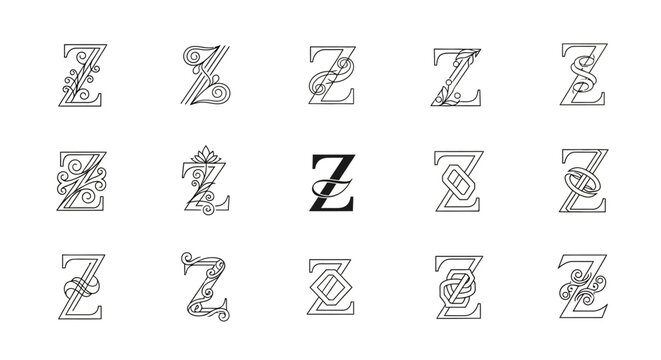 Decorative letter Z in various styles.