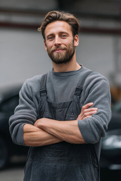 KFZ-Mechaniker in der Werkstatt, Portrait