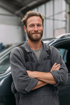 KFZ-Mechaniker in der Werkstatt, Portrait