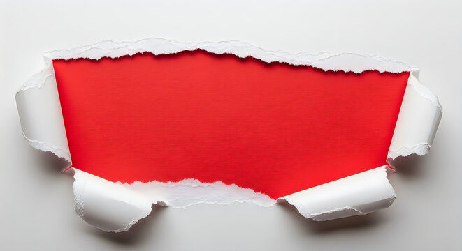 Torn Red Paper Revealing Blank Space - Creative Concept Image Vector, illustration