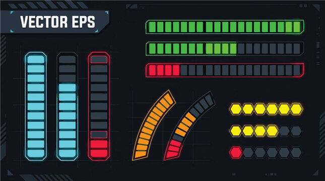 Competitive Shooter Health Bar UI Bundle &ndash; FPS Game Vector Pack