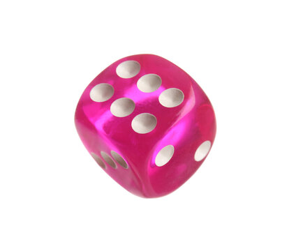 Pink dice on white background