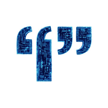 Digital quotation marks with binary code
