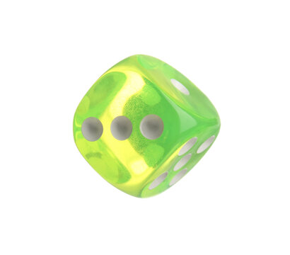 Green dice on white background