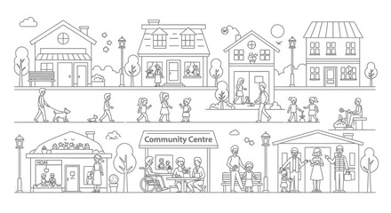 Naklejka premium set of houses sketch drawing
