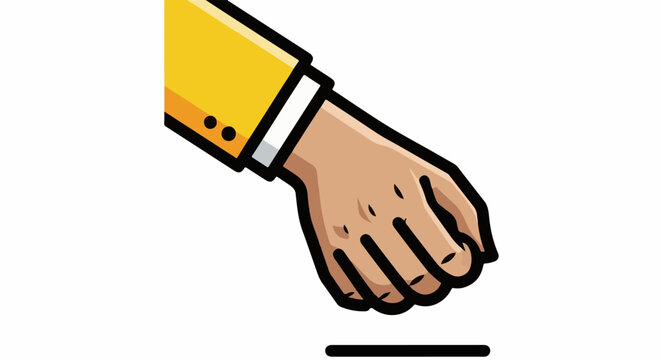 Cartoon hand in a yellow suit jacket dropping something