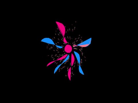 A vibrant pink butterfly rests on a colorful abstract floral background, featuring a vector art design with nature-inspired leaf patterns and elegant spring plant illustrations on black