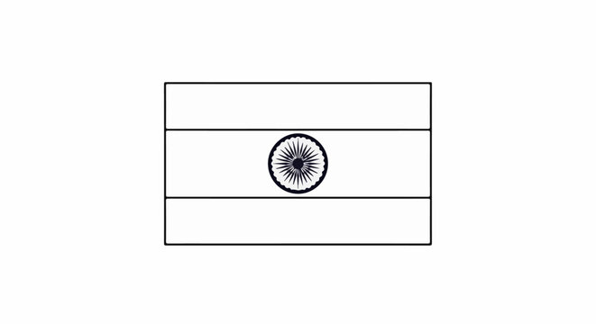 Simple graphic of the Indian flag with three horizontal bands and a central wheel emblem