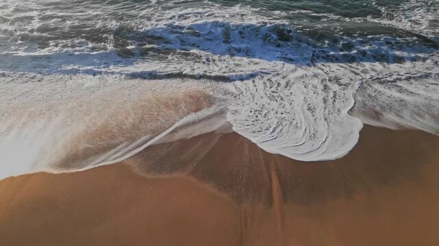 Ocean Tides, Idyllic Coastal Water Patterns, Tranquil Beaches Portugal, Cinematic Aerial Views