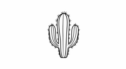 Fototapeta premium A simple black and white drawing of a Saguaro cactus