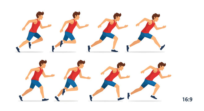 Dynamic Athletic Male Running Sequence Animation Sequence Graphic Display