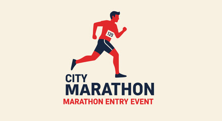Obraz premium Dynamic City Marathon Event Runner With Bib Number Illustration
