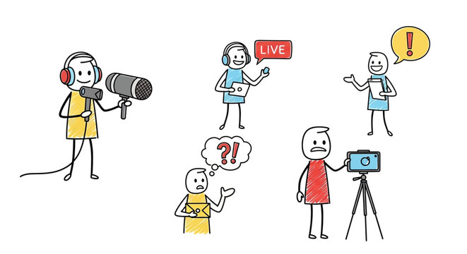 People talking on live television broadcast.