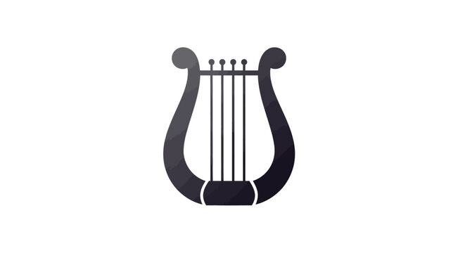 A simple black harp icon on white.