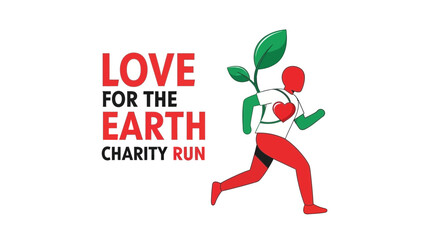 Obraz premium Earth Day Charity Run Event Illustration With Running Figure And Environmental Awareness