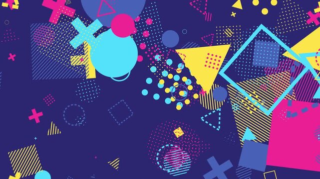Retro Memphis 80s 90s Abstract Geometric Pop Art 4K Seamless Loop
