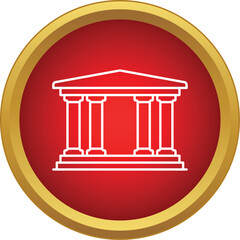 Obraz premium Outline drawing of a bank or court building in a red and gold circle
