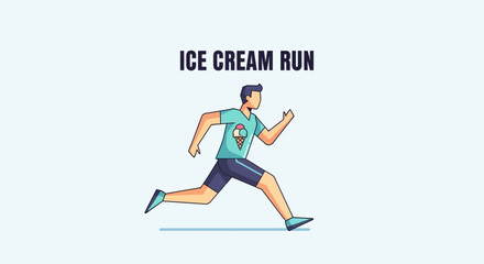 Obraz premium Energetic Athlete Chasing Dessert: A Delicious Race Depicted with Playful Iconography