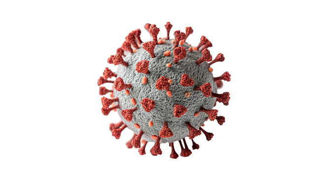 Model of a virus with spikes showing structure and details under a microscope at a scientific research facility isolated on transparent background
