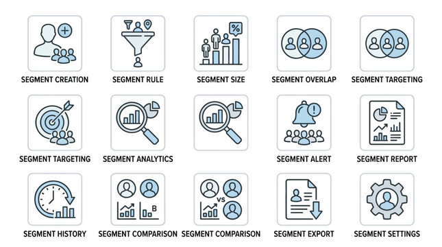 Customer Segmentation Icons for Business Analysis and Marketing Strategy.