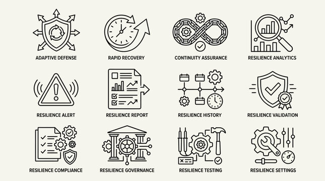 Resilience icons for business strategy.