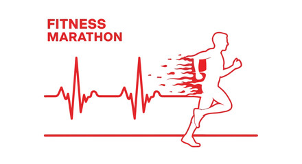 Obraz premium Energetic Runner Silhouetted With A Sporty Heartbeat Inspired Design for Marathon Success