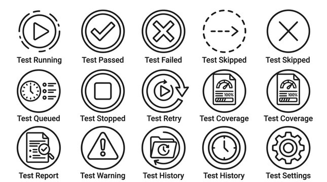Collection of Software Testing Icons and Symbols.