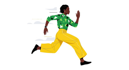 Obraz premium Energetic Woman in Action Depicted During a Dynamic Stride or Rapid Motion